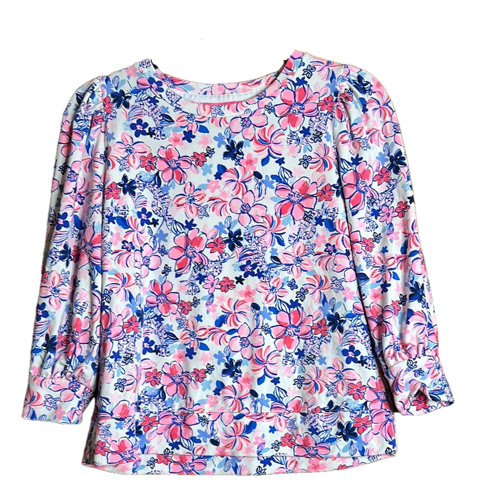 Lilly Pulitzer Corden Party Like. Lobster Pink Floral Sweatshirt Size S - EUC
